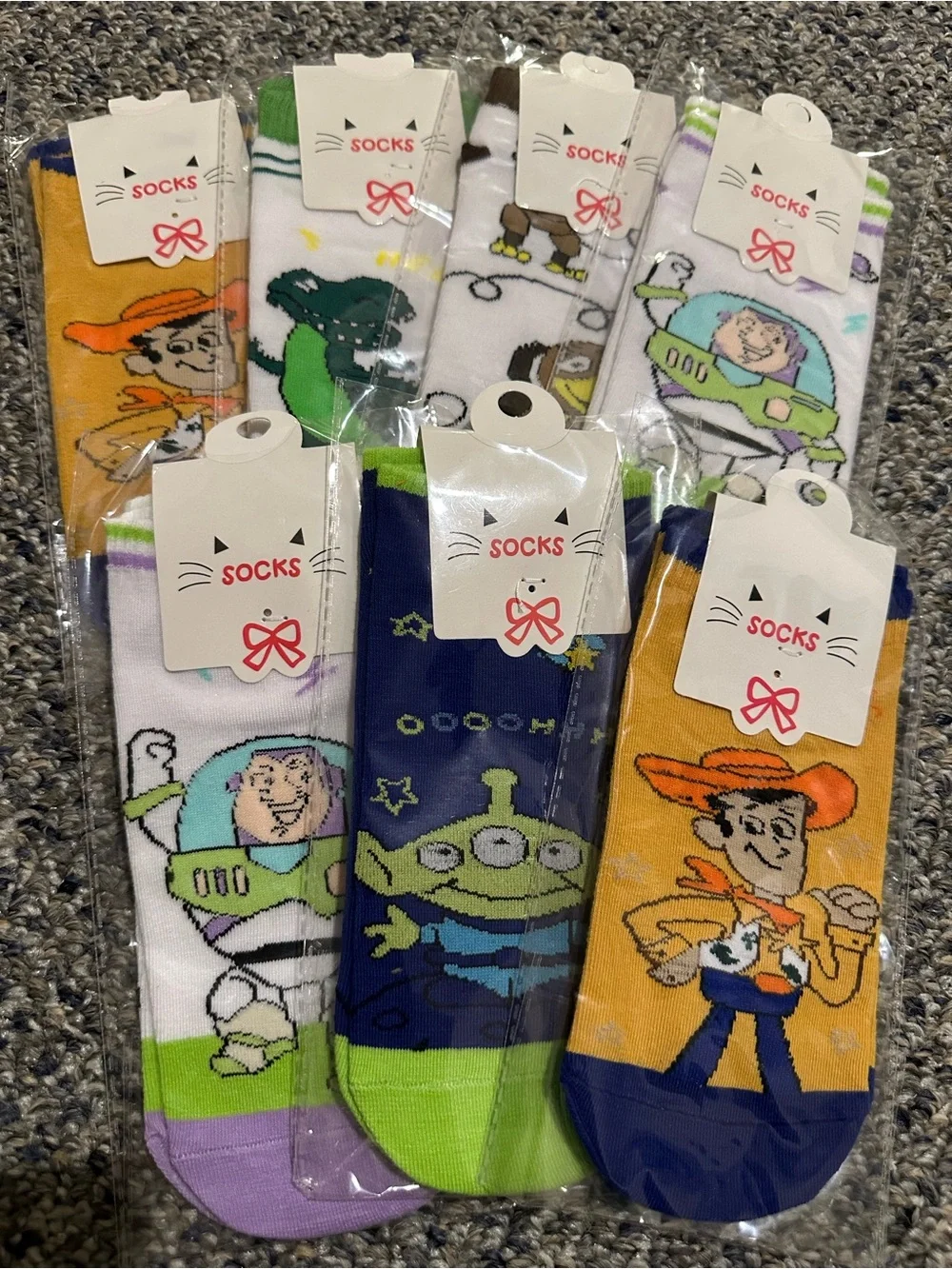Toy Story Socks - Buzz Lightyear & Woody Designs - Multi Color